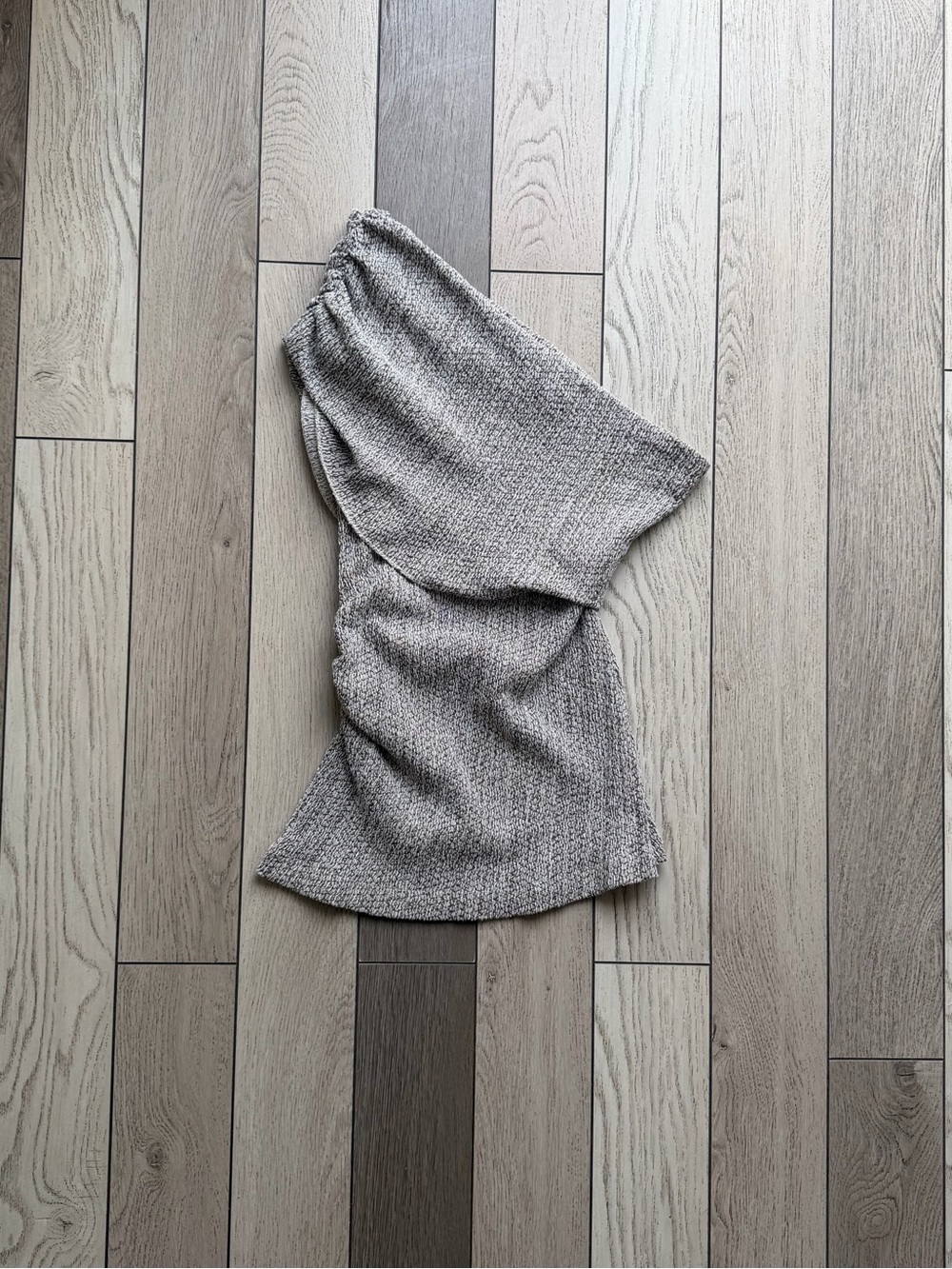 Zara Knit Off-Shoulder Sweater Top in Heather Gray